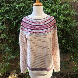 NWT Talbots Nordic Fair Isle Crewneck Wool Blend Long Sleeve Sweater S